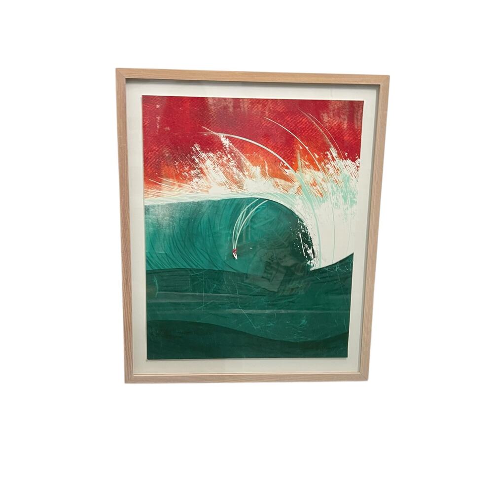 Custom Framed Pico Alto Surfer Riding Large Wave Float Mounted Wall Art19.5"x23"